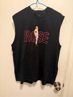 Martine rose Black Sleeveless Graphic top with ROSE Print